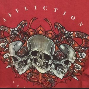 SALE Affliction black label men's M perfect condition dark red graphic both side